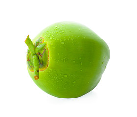 water drop green coconut isolated on white background
