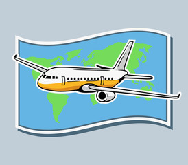 Airplane Flying Across World Map