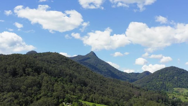 Aerial view pan of Mountain in Australia