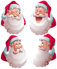 Santa Claus head set isolated vector illustration