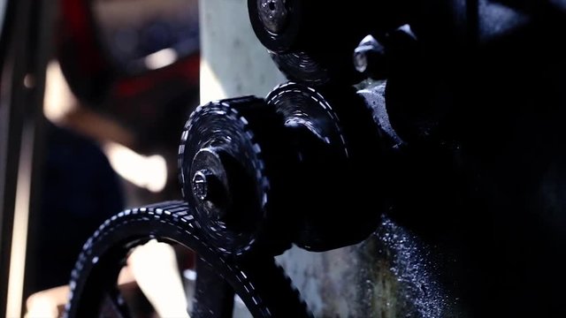 mechanism of 1858, Ancient Tower Clock, Clock-Chime, the Movement of Clock Gears. Wagner. Paris. Twirled Gears in Oil. With an Inscription From the Manufacturer.