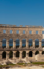 Römisches Amphitheater in Pula, errichtet von Kaiser Vespasian, Istrien, Kroatien, Adria, Mittelmeer