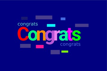 Congrats Colorful Overlapping Vector Letter Design Dark Background 