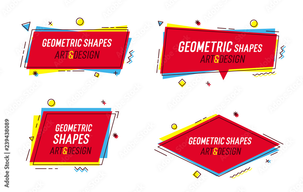 Aufkleber geometric shapes with abstract elements and place for text. vector graphic design illustrations for 