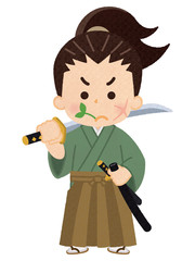 頬に傷のあるお侍さん
