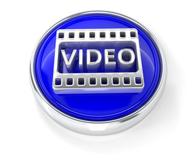 Video icon on glossy blue round button