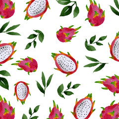watercolor dragon fruit art background