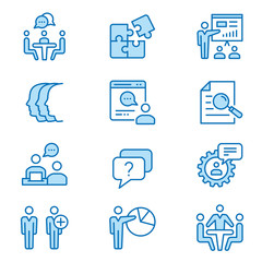 Management consulting flat line icon set. Vector illustration. Editable stroke.