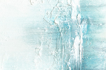 Canvas texture background with abstract blue colorful art painting.