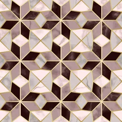 Schilderijen op glas Luxury Marble Mosaic Star Tile Seamless Pattern © kronalux