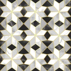 Poster Luxury Marble Mosaic Star Tile Seamless Pattern © kronalux