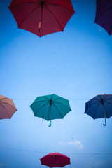 umbrella decoration with blue sky
