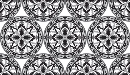 Schilderijen op glas Vector Mosaic Classic Black and White Seamless Pattern © kronalux