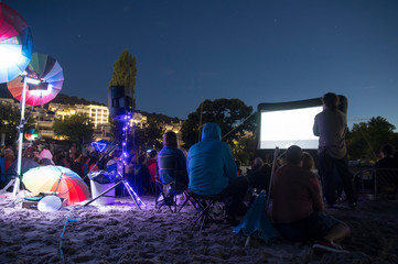 CINEMA ON THE BEACH AT NIGHT SKY WITH VIEW