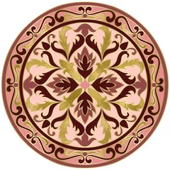 Deurstickers Vector Mosaic Classic Floral Medallion with Gold Foil © kronalux