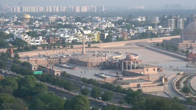 Lucknow city aerial view with tourist spot and local residential buildings in one frame