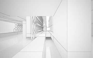 Fototapeta na wymiar Abstract white interior highlights future. Polygon drawing . Architectural background. 3D illustration and rendering