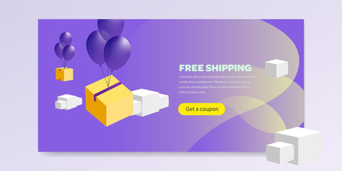 Landing page with promotion vector illustration flat