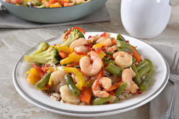 Healthy shrimp stir fry