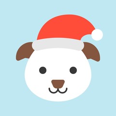dog wearing santa hat flat icon design