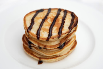 Pancakes with chocolate sauce