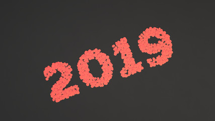 2019 number made from red confetti