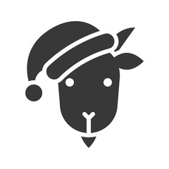 goat wearing santa hat silhouette icon design
