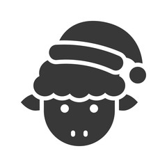 animal wearing santa hat silhouette icon design