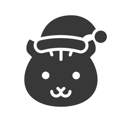 squirrel wearing santa hat silhouette icon design