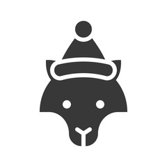 fox wearing santa hat silhouette icon design