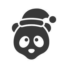 panda wearing santa hat silhouette icon design