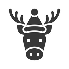 moose wearing santa hat silhouette icon design