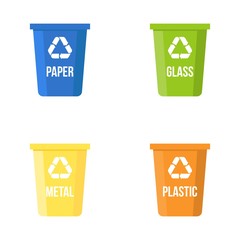 colorful recycle bin, flat design vector illustration