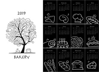 Bakery, calendar 2019 design