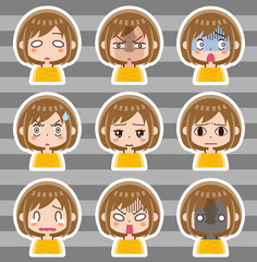 コミック系の表情セット　女性