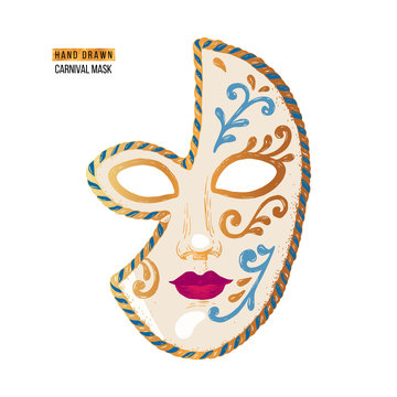 Hand drawn Venetian carnival face mask