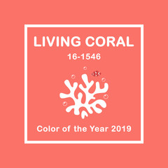 Living Coral color of the year 2019. Living Coral swatch. Color trend palette. Vector illustration design for banners, poster, cards, advertising, blog and social media posts, flyers. Vector mockup.