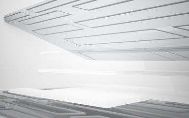 Abstract white interior of the future. 3D illustration and rendering