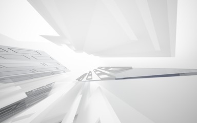 Abstract white interior of the future. 3D illustration and rendering