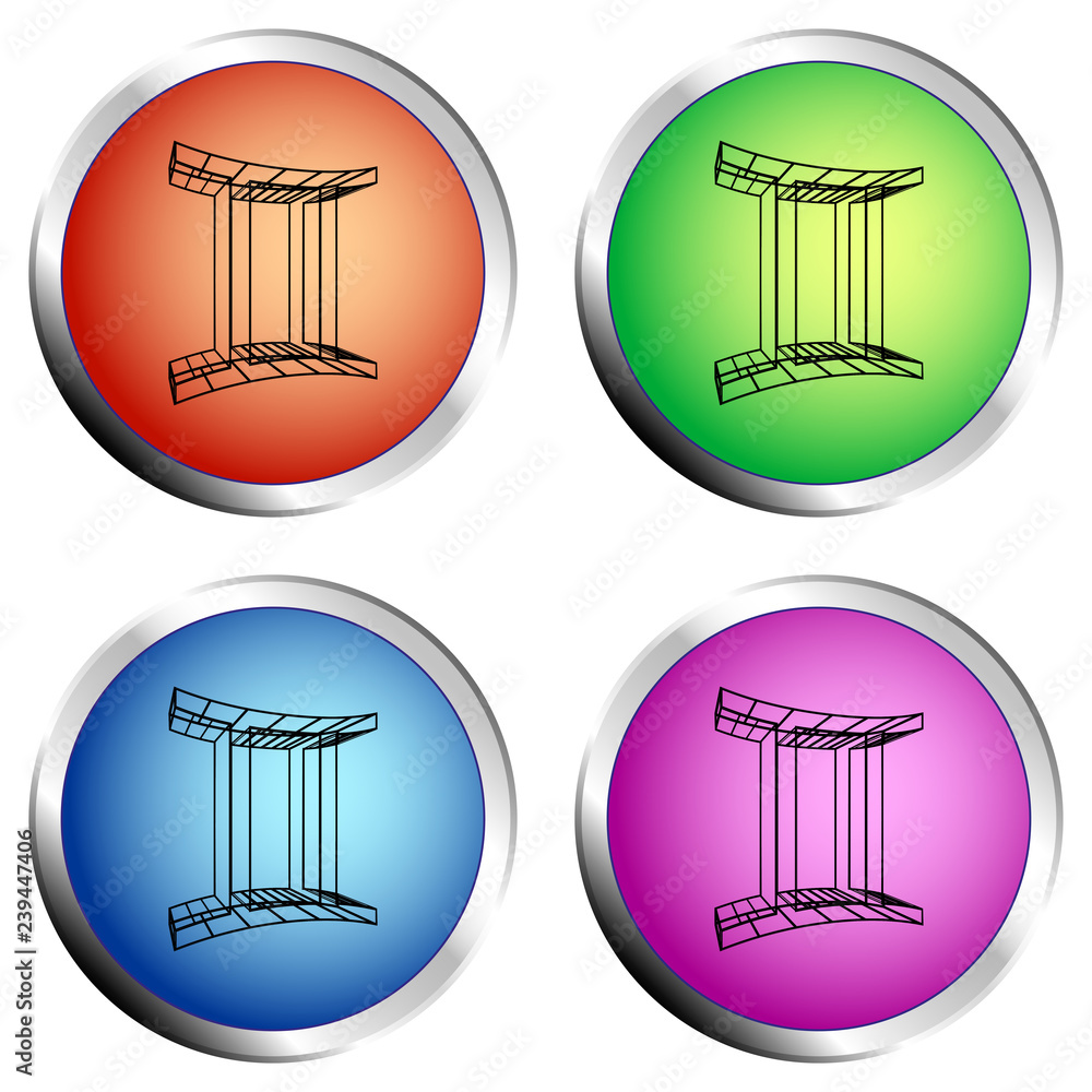 Poster zodiac gemini icon colored circle push button set - vector illustration