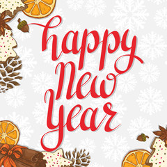 Happy New Year. Festive lettering card