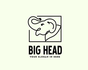 line art Roaring elephant in square logo design inspiration