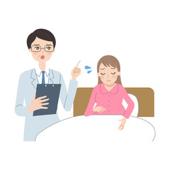 入院する妊婦。