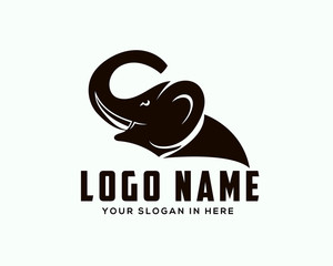 Roaring elephant silhouette logo design inspiration