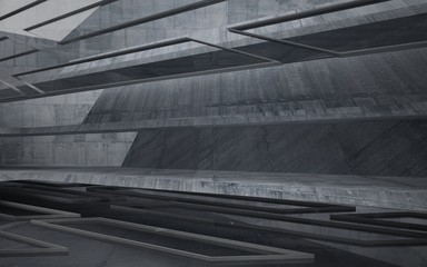 Obraz premium Abstract interior of glass and concrete. Architectural background. 3D illustration and rendering 