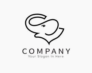 Line art roaring elephant logo design inspiration