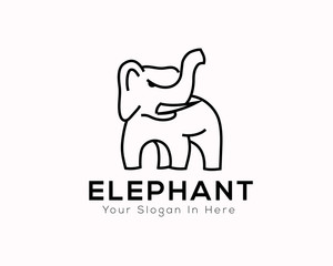 Obraz premium Stand elephant with line art style logo design inspiration