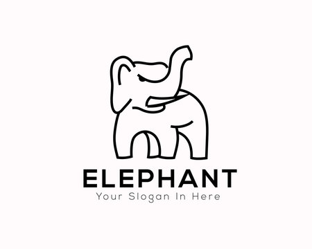 Stand elephant with line art style logo design inspiration