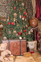 Interior of beautiful living room decorated for Christmas