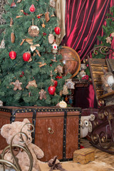 Interior of beautiful living room decorated for Christmas